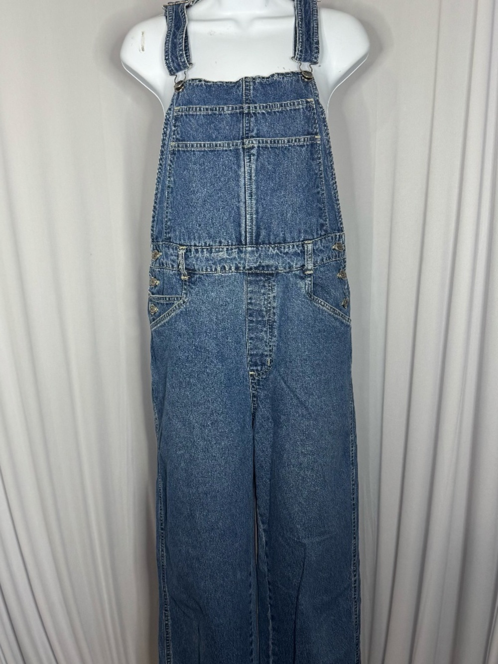 VTG Cherokee Womens Denim Overalls Blue Size S Straight-Leg Medium Wash Grunge